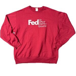 Fedex Ground Men's Pullover Sweatshirt Port Authority Red/Maroon Size XL